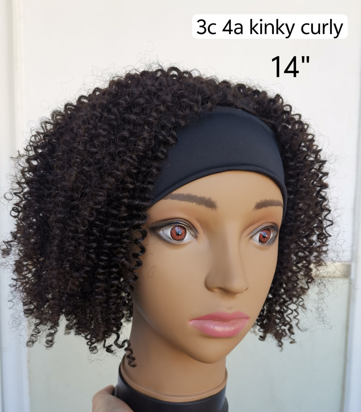 Raw 3c 4a kinky curly headband human hair wigs 180% density