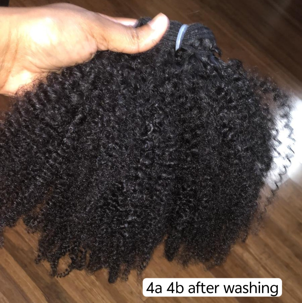 4a 4b  kinky curly bundles, 100% raw one donor human hair