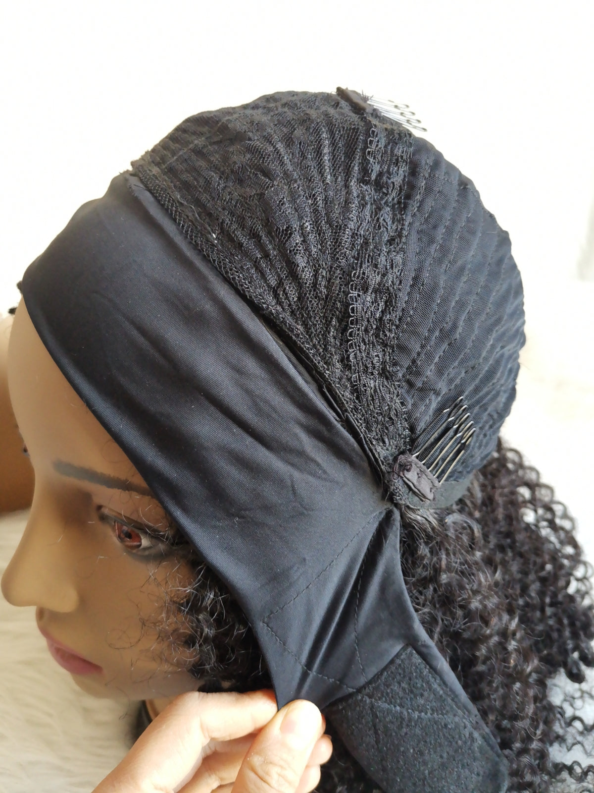 Raw 3c 4a kinky curly headband human hair wigs 180% density