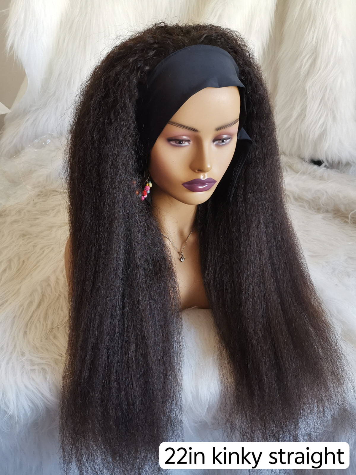 Raw kinky straight headband human hair wigs 180% density