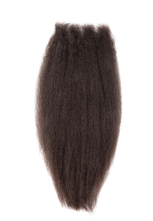 Kinky straight HD transparent closure natural color-100% raw one donor hair