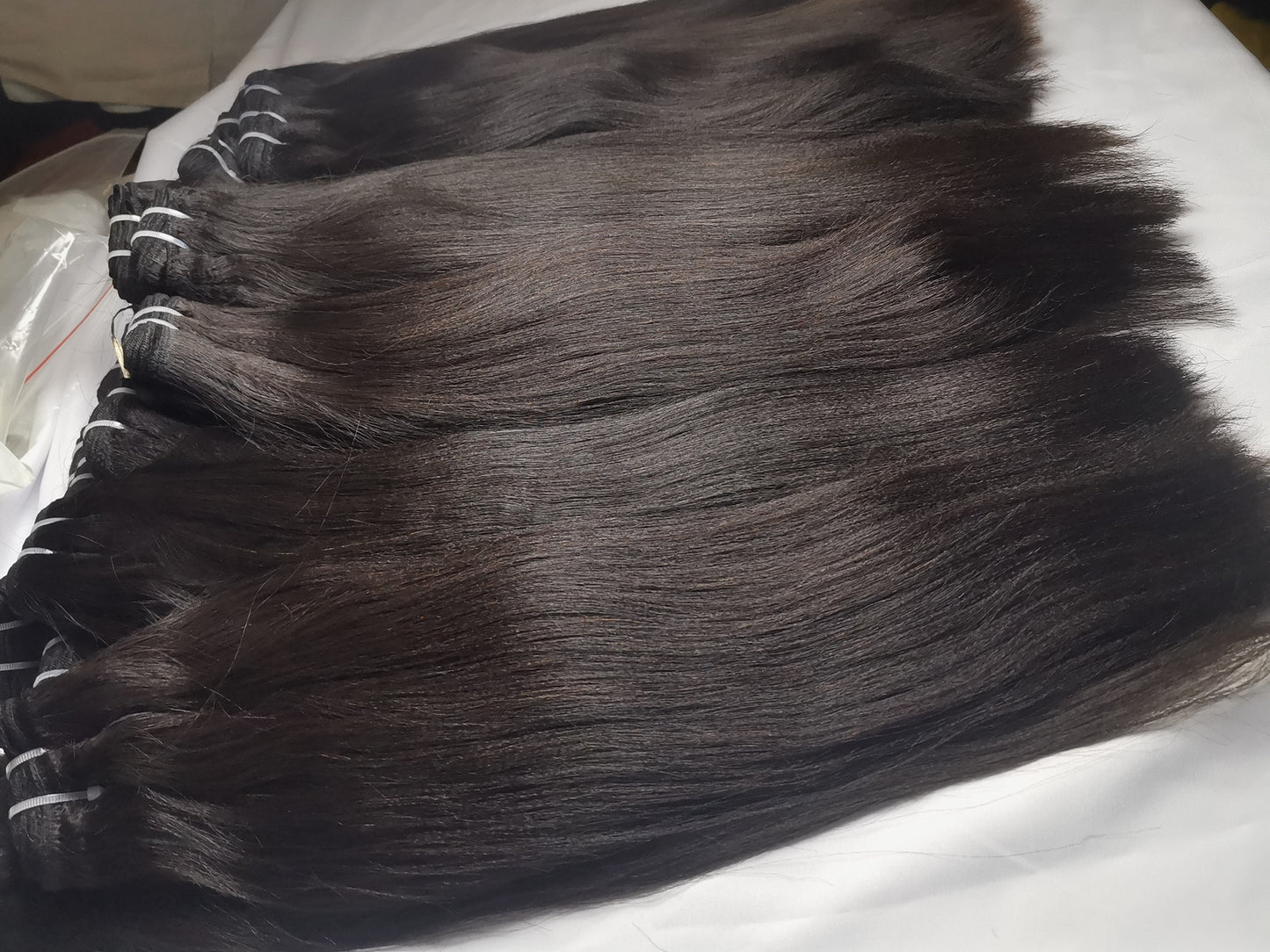 Last 5 Years Raw Light Yaki Straight Human Hair Bundles Natural Black Color (between 1b to #2), Can Lift 613 Color Easily