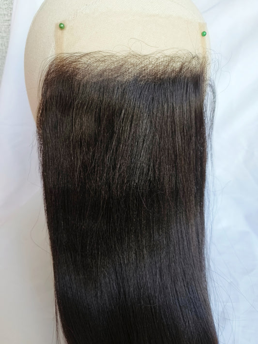 Yaki straight HD transparent closure natural color-100% raw one donor hair